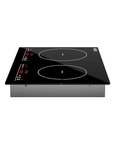 Electric Stove Induction Cooktop Horizontal with 2 Burners in Black Vitro Ceramic Smooth Surface Glass 120V