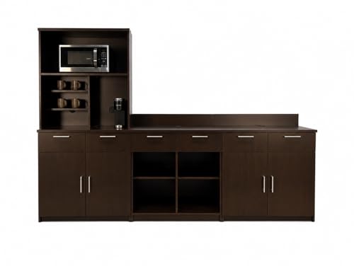 3 Door Breakroom Hutch Cabinet with Microwave Space (108" W – 3 Doors + Hutch)