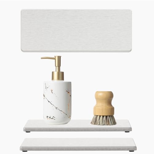 2PCS Beige Bathroom Sink Vanity Trays (2 Pack - Pearl Gray / 9" x 3.5")