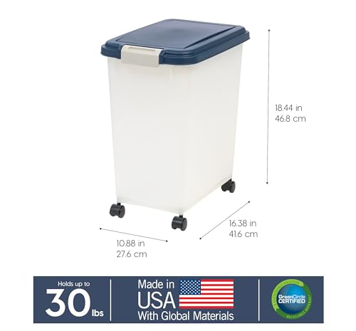 Dog Food Storage Container (30 lbs / Navy/Pearl)