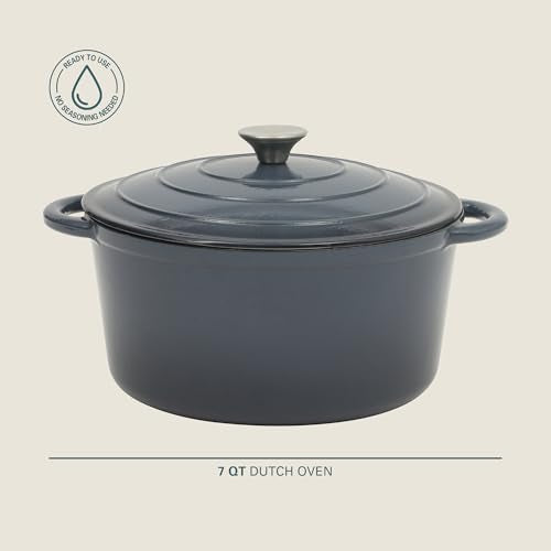Addlestone 7 Qt Enameled Cast Iron Dutch Oven Pot with Lid (7-Quart / Gradient Navy Blue)