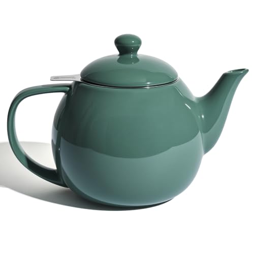 Porcelain Teapot 27 oz with Infuser for Loose Leaf Tea (Sage Green / 27oz (with infuser))