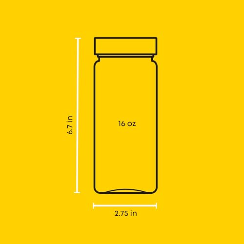 16 oz Reusable Glass Bottles with Caps. Set of 8 Juicing Bottles With Lids and Juice Jars Labels. Glasses for Cold Brew (White Lids)
