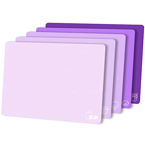 Flexible Plastic Cutting Board Set of 5 Gradient Color (Purple)