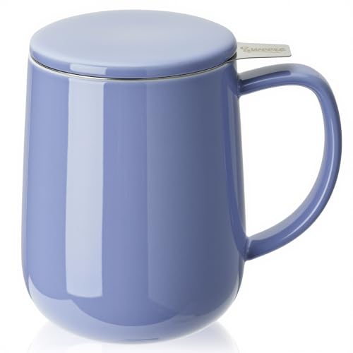20 OZ Porcelain Tea Mug with Infuser and Lid (Dusty Blue)