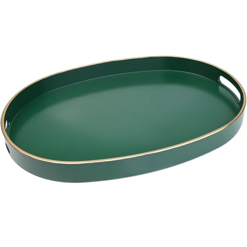 Dark Green Plastic Serving Tray for Ottoman (Oval Dgreen / 15.5" x 10.6" x 1.4")