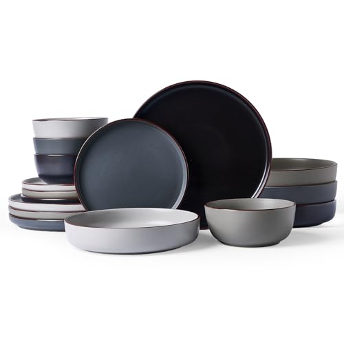 Mercury 16 Piece Dinnerware Set with Pasta Bowls (Multicolor / Service for 4 (Include Pasta Bowls))