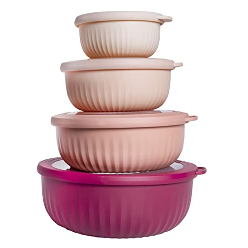 Prep Bowls with Lids (Rose / 8 Piece Set - Wide Bowls)