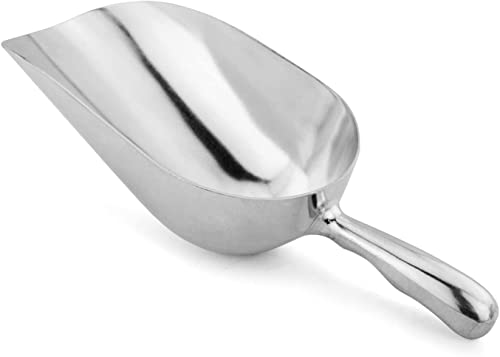 34561 One Piece Cast Aluminum Round Bottom Bar Ice Flour Utility Scoop (38-Ounce-1 / Silver)