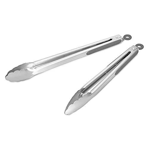 304 Stainless Steel Kitchen Cooking Tongs (12" & 14" / Gray)