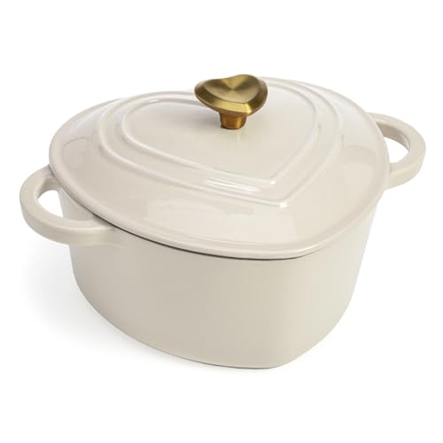 Enameled Cast Iron Dutch Oven Pot with Lid (Cream / 4-Quart)