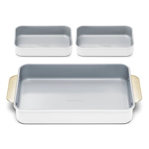 Non Stick Rectangle Baking Pan Set (White / Rectangle Pan Trio)