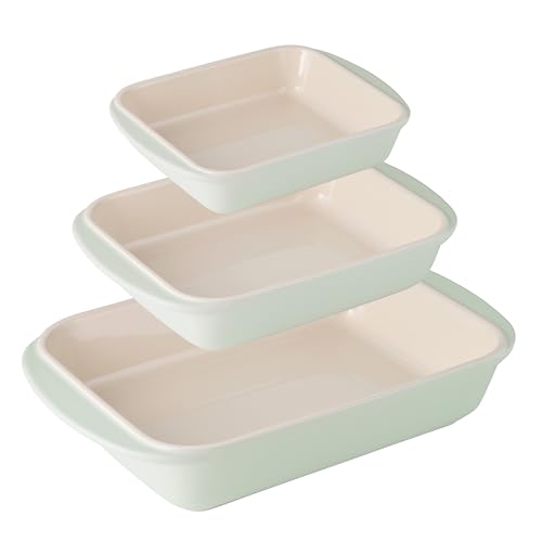 Mae 3 Pc Ceramic Porcelain Baking Pans Set (Mint)