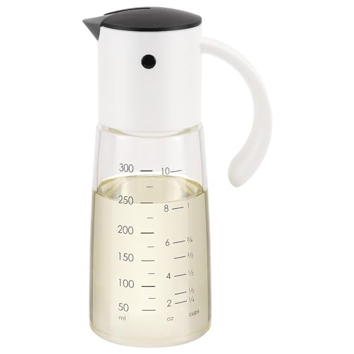 Olive Oil Dispenser Bottle Auto Flip 10 oz (White)