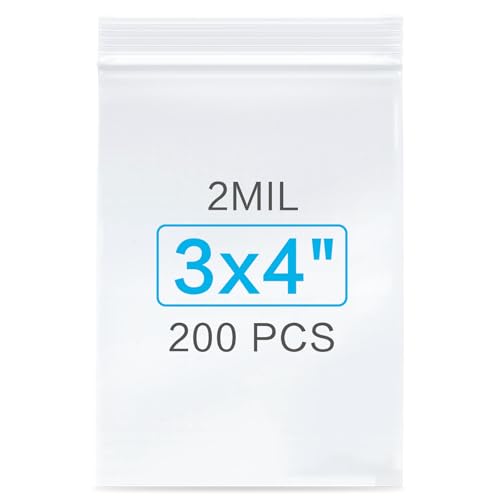 200Pcs 3 x 4 inch Small Plastic Zip Bags (3x4 Inch (Pack of 200))