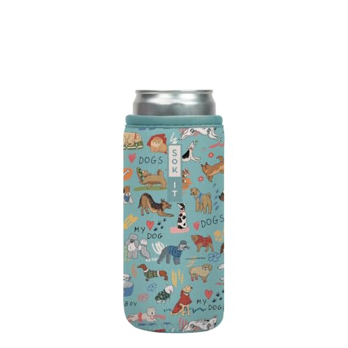 CanSok Sleeve for Beer & Soda Insulated Neoprene Cover (Dog Days Forever / 12oz Slim Can Sleeve)