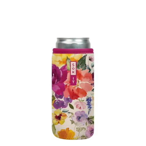 CanSok Sleeve for Beer & Soda Insulated Neoprene Cover (Blooming Bright / 12oz Slim Can Sleeve)