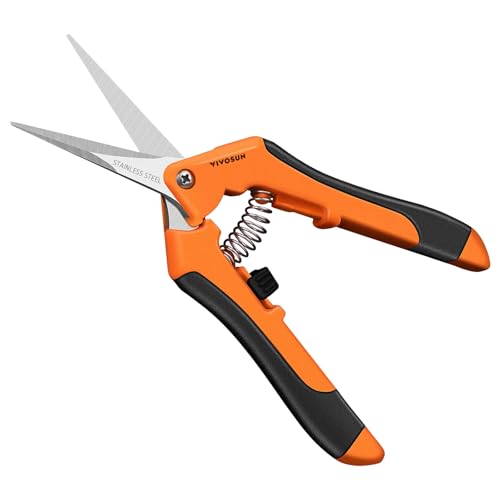6.5 Inch Gardening Scissors Hand Pruner Pruning Shear with Straight Stainless Steel Blades Orange 1 (Orange Straight Blade / Orange)