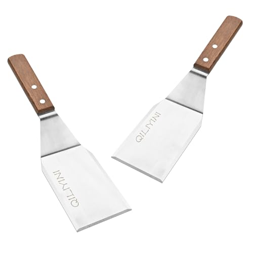 2 Pcs Stainless Steel Spatula Turner for Cast Iron Skillet (Silver)