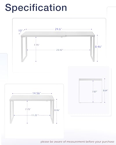 Expandable Cabinet Shelf (White / 10’’D * 14.56-24.6’’W * 8.46’’H)