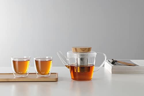 Viva Infusion Borosilicate Glass Tea Pot for Stovetop with Loose Leaf Tea Infuser Mesh (Single Wall Teapot)