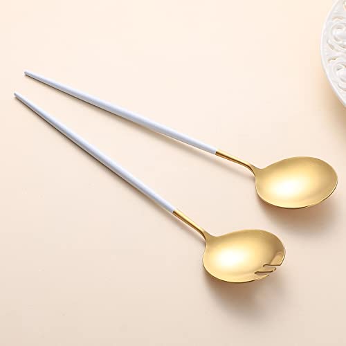 Salad Servers (White/Gold)