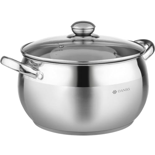 Classic 6.5 Quart Stainless Steel Stock Pot with Glass Lid (6 Quarts)