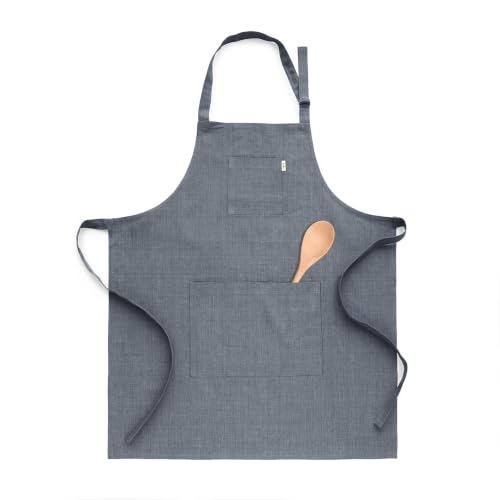 100% Linen Kitchen Apron Grey (Grey / 32 X 27 Inch)