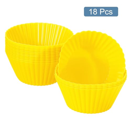 18Pcs Silicone Cupcake Liners (Yellow / 3.5cm/1.4inch)