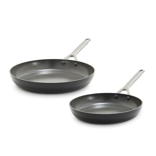 x Bobby Flay 10” & 12” Hard Anodized Ceramic Nonstick Frying Pan Set (2-Piece Frying Pan Set / Black)