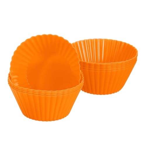 12Pcs Silicone Cupcake Liners (Orange / 2")
