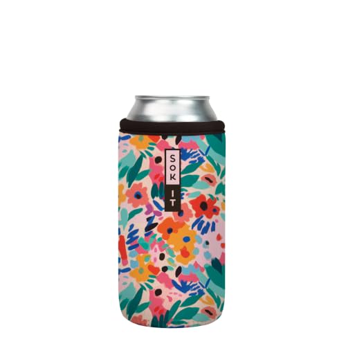 CanSok Sleeve for Beer & Soda Insulated Neoprene Cover (Abstract Floral / 16oz Can Sleeve)