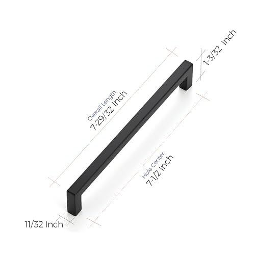 Matte Black Cabinet Handles Solid Cabinet Pulls 7 (Black / Flat Black 7-1/2'' Hole Center)