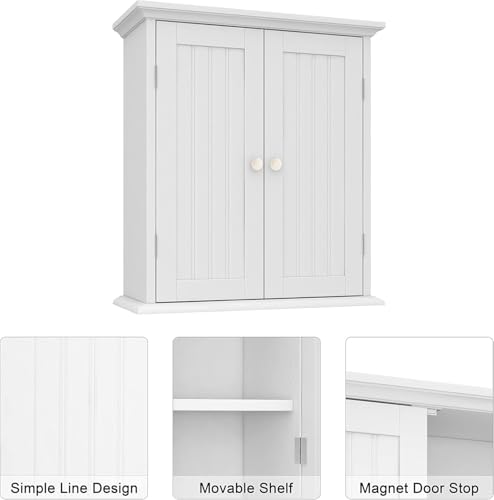 Bathroom Wall Cabinet Set of 2 (White / 8.8"D x 21.1"W x 24"H (2 pack))