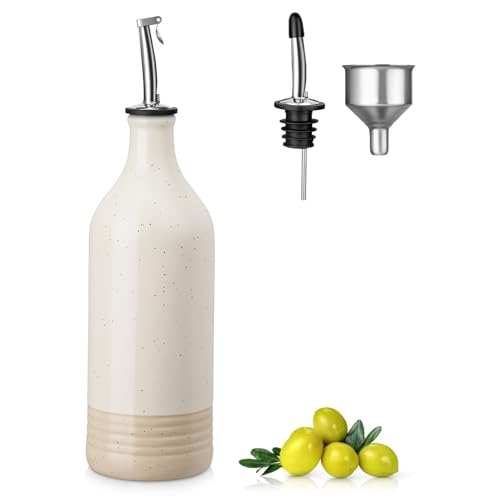20 Oz Ceramic Olive Oil Dispenser Bottle (20 Ounces / Cream)