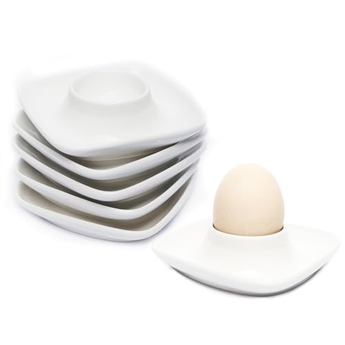 Ceramics White Egg Cups for Hard Boiled Eggs Set 6pcs