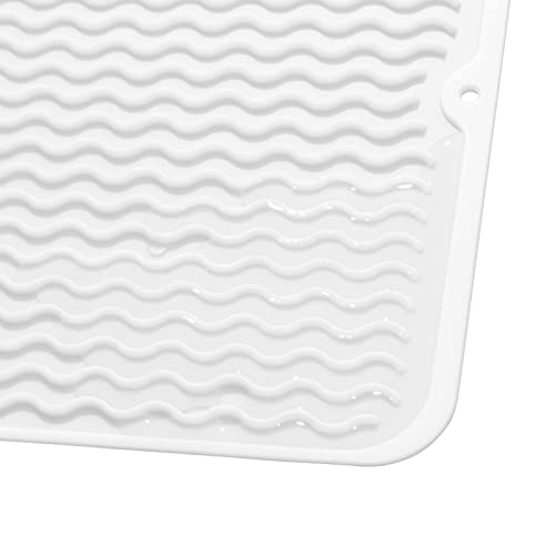 Silicone Dish Drying Mat for Multiple Usage (White / 12"L x 12"W)