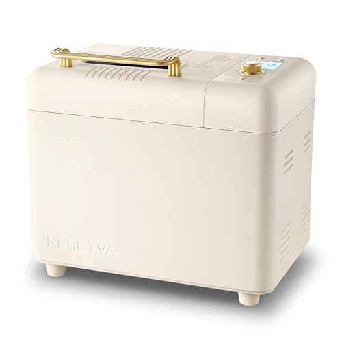 2.2LB 15-in-1 Bread Machine with Dual Heater and Auto Nut Dispenser (white)