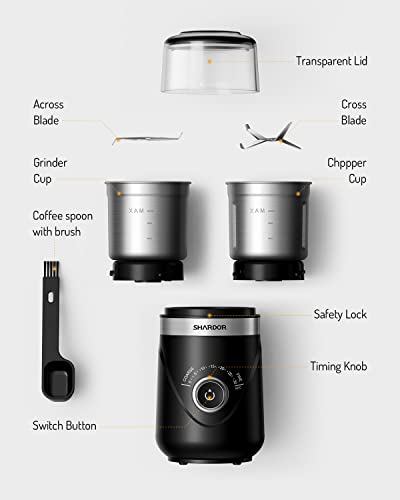 Electric Super Silent Blade Coffee Grinder (Black / 2 Bowl)