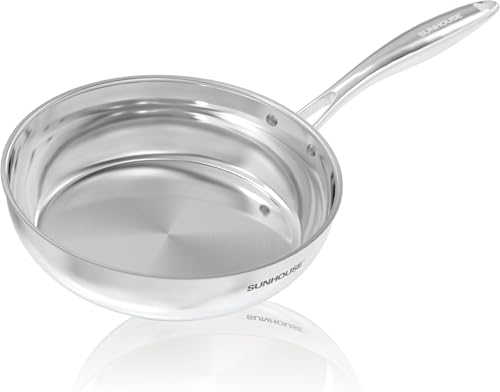 10 Inch Stainless Steel Frying Pan Skillet (Tri-Ply Stainless Steel)