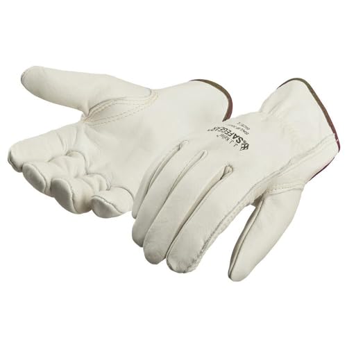 SAFEGEAR Med Cowhide Leather Work Gloves with Keystone Thumb (12 Count)
