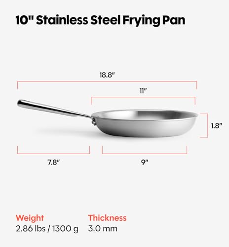 5 Ply Stainless Steel 10" Frying Pan (10 Inch)