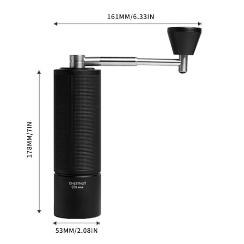 Manual Coffee Grinder Chestnut C3S Max Capacity 30g with CNC Stainless Steel Conical Burr (Black / Chestnut C3S Max)