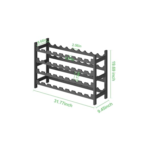 Wine Rack Freestanding Floor (Black Finish 4-tier Without Glass Holder)