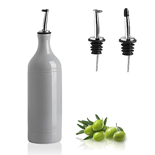 Sweejar Large Ceramic Olive Oil Dispenser Bottle (24 oz, Set of 1 / Gray)