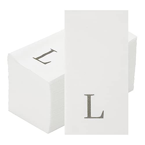 Paper Rectangle Silver Letter l Linen (Silver / 50 Count / L)