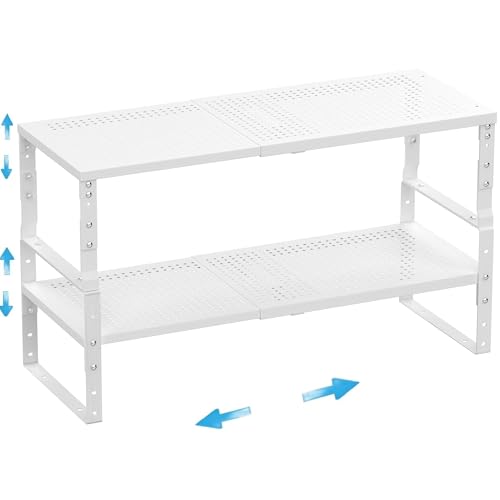 Expandable Adjustable & Stackable Spice Rack (White / 2PACKS/WHITE/MEDIUM)