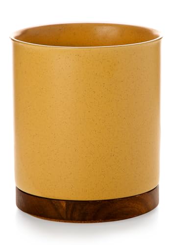 Ceramic Rotating Kitchen Utensil Holder for Countertop (Yellow Sand)