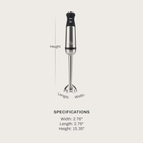 Electrics Stainless Steel Immersion Blender 2 Piece Turbo Function 600 Watts Detachable (9-1/4-inch)