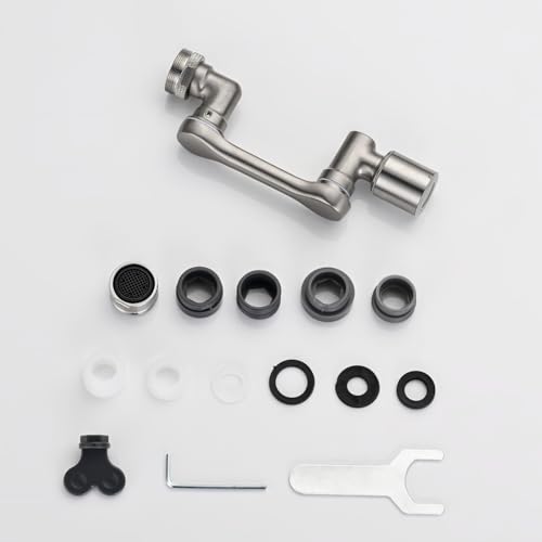 Universal 1080° Swivel Bathroom Faucet Extender Rotating Faucet Attachment Adapter for Kitchen Sink Brushed Nickel